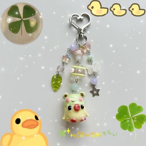 Handmade Frog & Duck Charm Keychain: UV Resin Coated