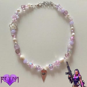 Valorant Reyna inspirierte Halskette | Perlen Halskette | Geschenke | Reyna Halskette | Duellant | Weihnachten | Perlenschmuck | Amethyst Halskette