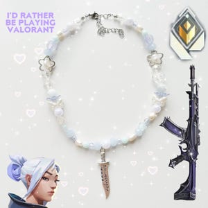 Valorant Jett Inspired Beaded Necklace: Aquamarine Jewelry