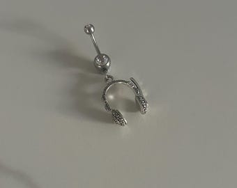 14G Surgical Steel 2000s Grunge E-Girl Headphone Charm Belly Ring
