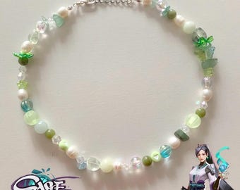 Valorant Sage inspired necklace | Beaded Necklace | Gifts | Beads | Sage necklace | Phrenite necklace | Bead jewelry | Gift | Christmas