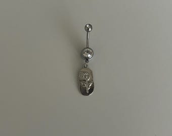 14G Surgical Steel Dainty Flower Charm Belly Ring
