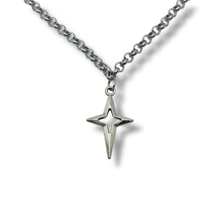 Men&#39;s Star Necklace: Handmade Silver Chain, Adjustable Length