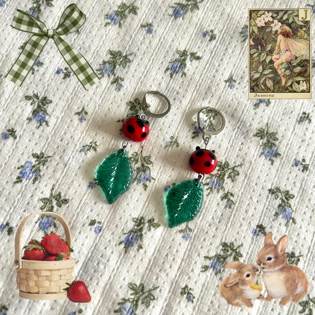 Cottagecore Ladybug Earrings - Etsy