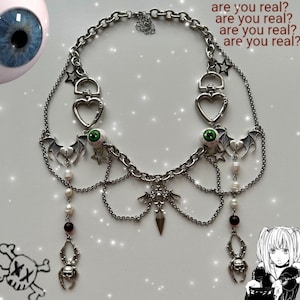 Chunky Chain Choker: Edgy Heart, Eyeball, & Spider Necklace