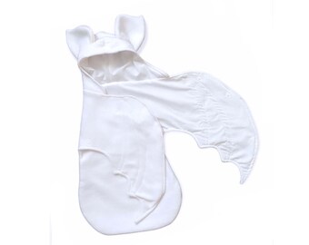 Newborn baby White bat swaddle blanket / infant fleece sleep sack / 3-6 months / 6-9 months / preemie