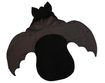 Newborn baby Grey black bat swaddle blanket / infant gray fleece sleep sack / 3-6 months / 6-9 months / preemie baby clearance