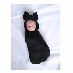 Newborn baby black bat swaddle blanket baby infant costume fleece sleep sack 3-6 months preemie halloween costume october baby announcement