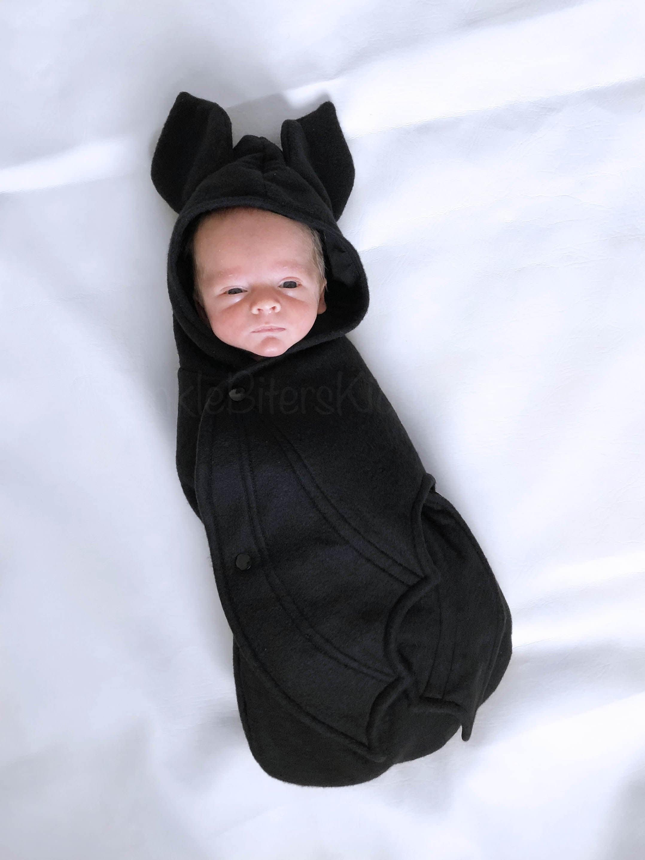 Newborn Baby Black Bat Swaddle Blanket Baby Infant Costume Fleece