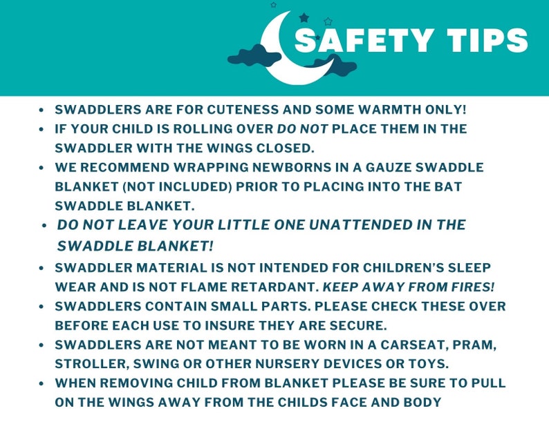 safety tips for bat swaddle blankets