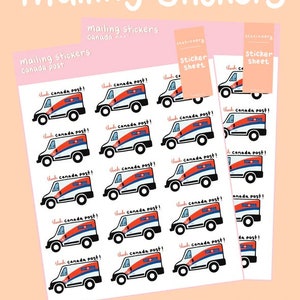 Feuille d'autocollants mats | Merci poste Canada autocollant de camion de courrier