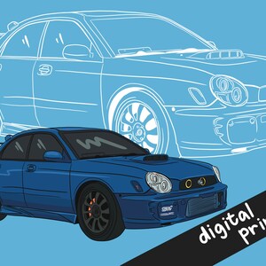 DIGITAL Car With Line Art Illustration | Gift for Car Lovers, Personalized Car Portrait, CUSTOM