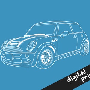DIGITAL Blueprint Style Car Illustration | Gift for Car Lovers, Personalized Car Portrait, CUSTOM