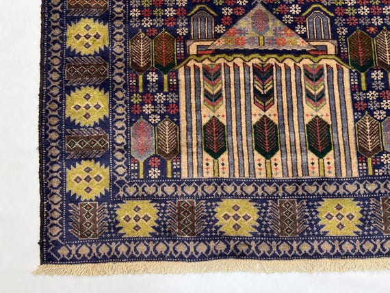 Blue 4x7 Ft Baluch Area Rug - Afghan Hand Knotted Veg Dyes Wool