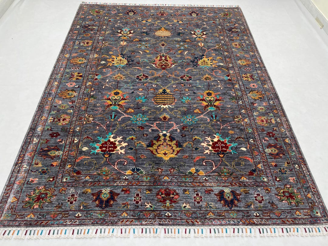 Gray 6x8 Ft Sultani Design Area Rug - Floral Pattern Oriental Wool Rug ...