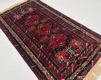 ヴィンテージ バルーチ ラグ：4x6 アフガニスタン トライバル ウール