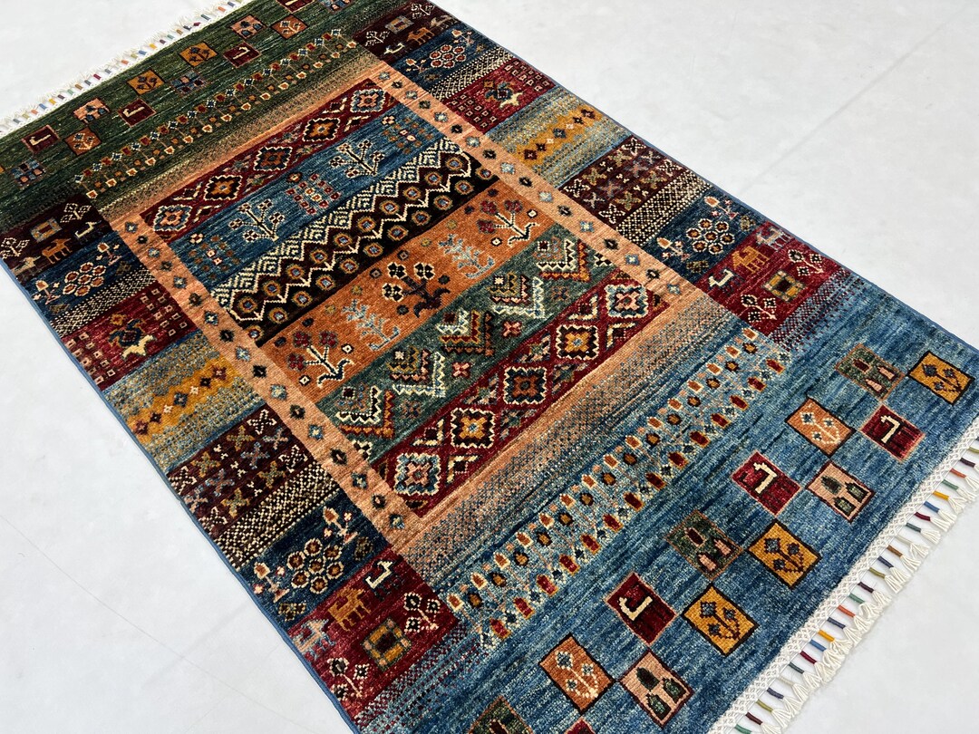 Handmade Wool Gabbeh Rug 3x4 – Tribal Animal Kids Rug, Afghan - Etsy