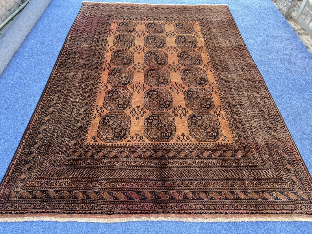 Waziri Rug Handmade 7x10 Ft Terracotta Afghan Waziri Rug - 1950s Wool Collector ...