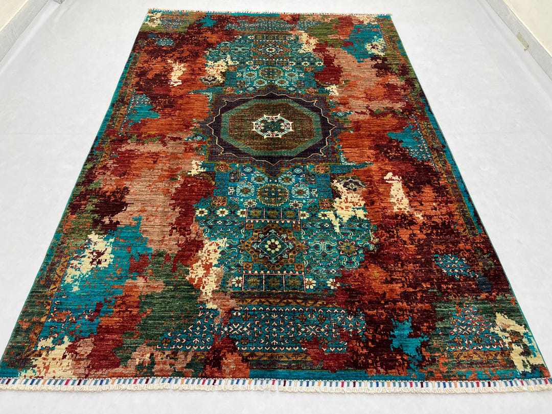 Abstract Design 6x8 Ft Turkish Mamluk Area Rug - Handmade Modern Rug ...