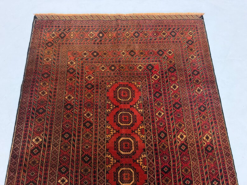 Classic Rug Pattern Background Handmade 4x6 Ft Faded Afghan Vintage Area Rug - 1960s Collector Carpet ...