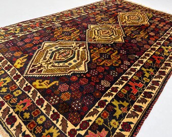 ヴィンテージ バルーチ ラグ：4x6 アフガニスタン トライバル ウール