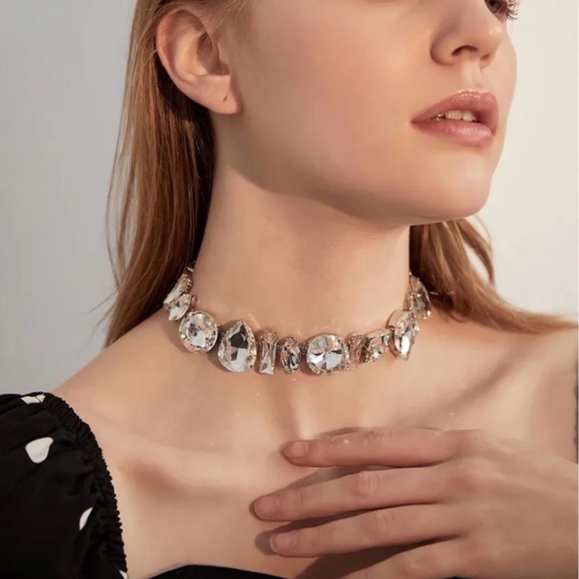 Supersized chokers, giant gemstones and stacked solitaires