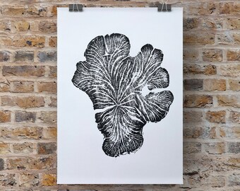 Handprinted Tree ring art | A3 Original art print | Black and white | New home gift | Wood Art | Nature Art| Eco friendly gift
