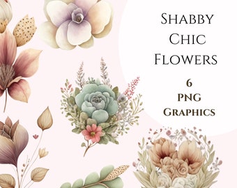 Watercolor Clipart, Shabby Chic Flowers, Pngs, Commercial Use Clipart, Scrapbooking, Spring Graphics, Sticker Graphics, Pastels, Garden