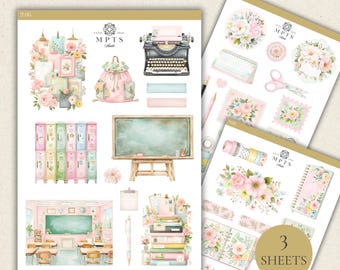 Blush Cottage Garden Stickers Set #3 – Floral Planner Stickers, Vintage School Aesthetic, Cottagecore Journal StickerS
