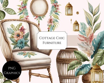 Watercolor Clipart, Furniture, Pngs, Trending, Commercial Use Clipart, Scrapbooking, Home Decor Graphics, Sticker Graphics, Cottage, Beach