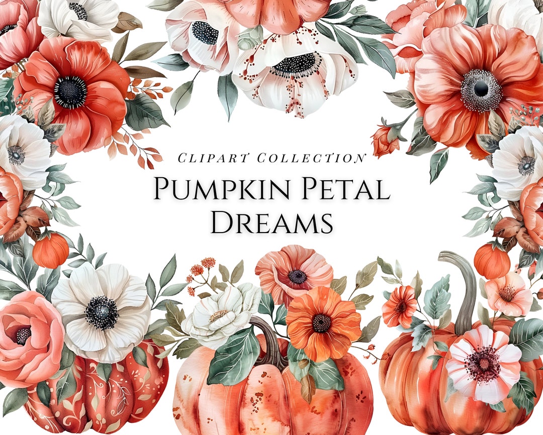 Watercolor Flower Clipart, Fall-themed Graphics, Sublimation Pngs ...