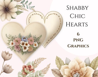 Valentines Clipart, Shabby Chic Graphics, Hearts and Flowers, Valentines Sublimation, Watercolor Graphics, Heart Clipart, Spring Clipart