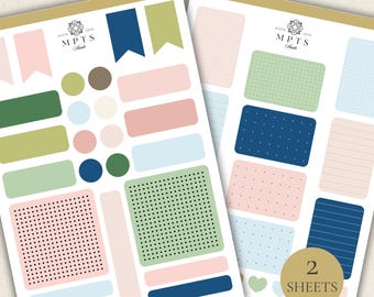 Functional Planner Stickers, Minimal Planner Stickers, Blush Coastal Stickers, Pastel Label Stickers, Journal Stickers Set