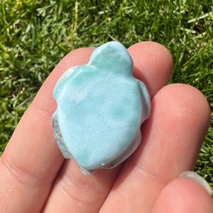 Authentic Larimar Turtle Carving Gemstone Found Only in Dominican Republic