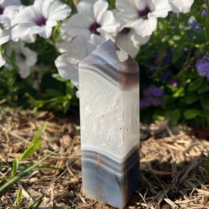 Banded Agate Druzy Quartz Tower