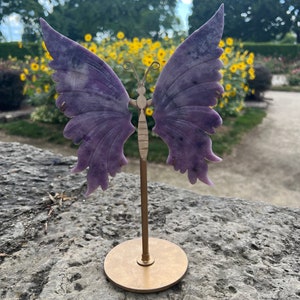 Lepidolite Butterfly Wings on Metal Stand, Lepidolite Display Piece, Gift, Decor