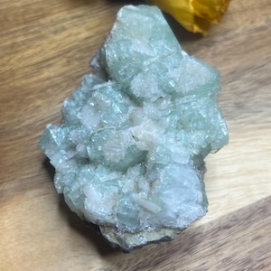 Green Apophyllite with Stilbite Cluster Mineral Specimen from Poona India