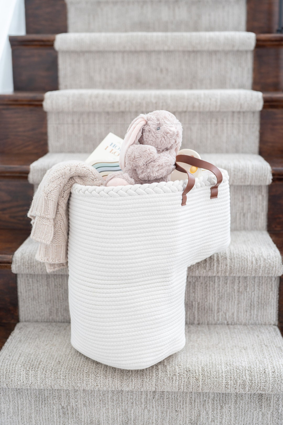 Handwoven Cotton Stair Basket Lshaped Staircase Storage Etsy — free download