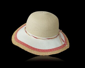 Strohut aus Toyo und Raffia, Sonnenhut, Sommerhut, Hut, Strand, Sommer, breite Krempe, Damenhut, Uv 50+ Schlapphut,Flapper