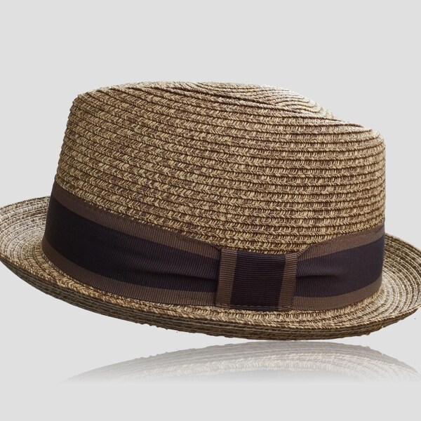 Paper braid pork pie straw hat with UV protection 50+