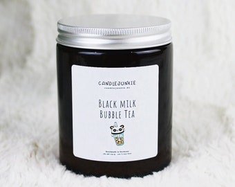 Black Milk Bubble Tea Duftkerze im Glas | Sojawachs Winter Duftkerze | Vegan Nachhaltig Umweltfreundlich | Geschenk Geburtstag Weihnachten