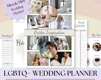 LGBTQ Wedding Planning Canva Template, Two Brides, Gay Wedding Planner, Lesbian Wedding Planner Digital Book, Checklist, Timeline, Organizer