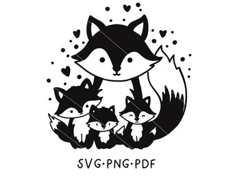 Fuchsfamilie SVG, Plotterdatei, Schneidedatei, Sublimation, Plotten, Fuchs, Fuchs Clipart, Fuchs Shirtdesign, Digitaldruck, Digistamp