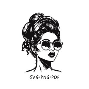 Frauenkopf SVG, Frauenkopf Plotterdatei, Mädchen,Plotterdatei, Sonnenbrille, Frauengesicht, Frau mit Sonnenbrille Datei, Sublimieren