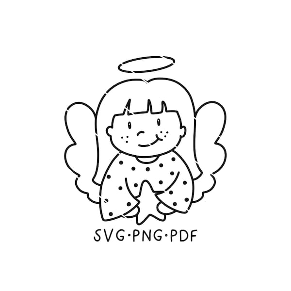 Engel SVG, Engel Plotterdatei, Engel PNG, Plotterdatei, Schneidedatei, Gravieren, Lasern, Engel Vektordatei, Weihnachtsdatei, Sternkind SVG