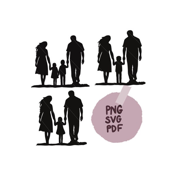 Familie, Muttertag, Vatertag, Schneidedatei, Sublimation, Plotten, Silhouette, DTF, Download, PNG, pdf, Familien Silhouette, Bundle