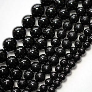 Black Tourmaline Gemstone Beads Smooth Surface Natural Stone Beads Vibrant Mineral Glossy Finish For Jewelry Making Unique Bracelet