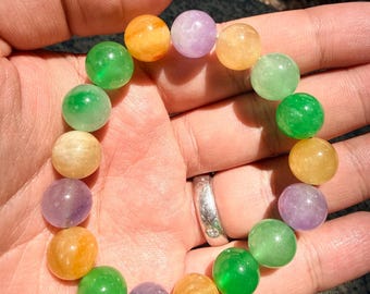 Green Jadeite Bracelet, Dainty Jade Beaded Bracelet, Minimalist Gemstone Jewelry Gift for Her