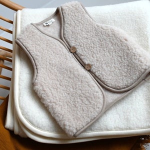 WOLLIES Amsterdam - Wool Kids Cardigan - 100% Merino Wool - 86-92 - 1-2 Years - Almond