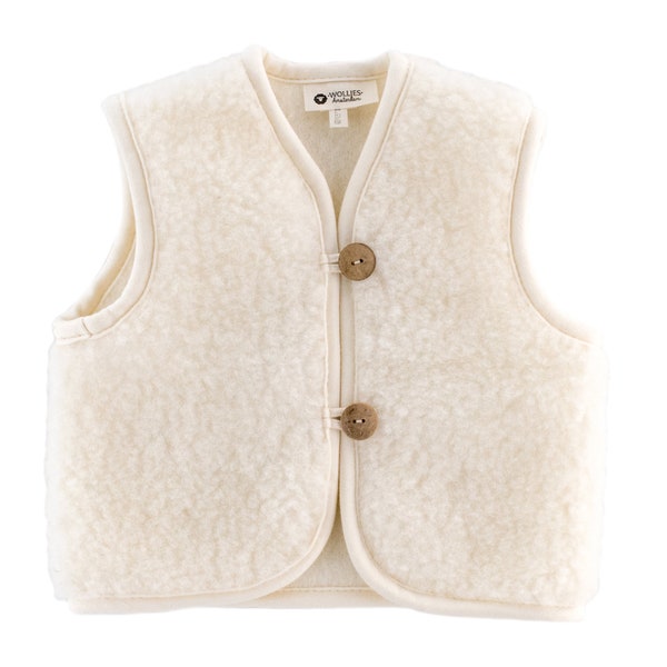 WOLLIES Amsterdam - Cardigan en laine pour enfants - 100% laine mérinos - 74-80 - Blanc